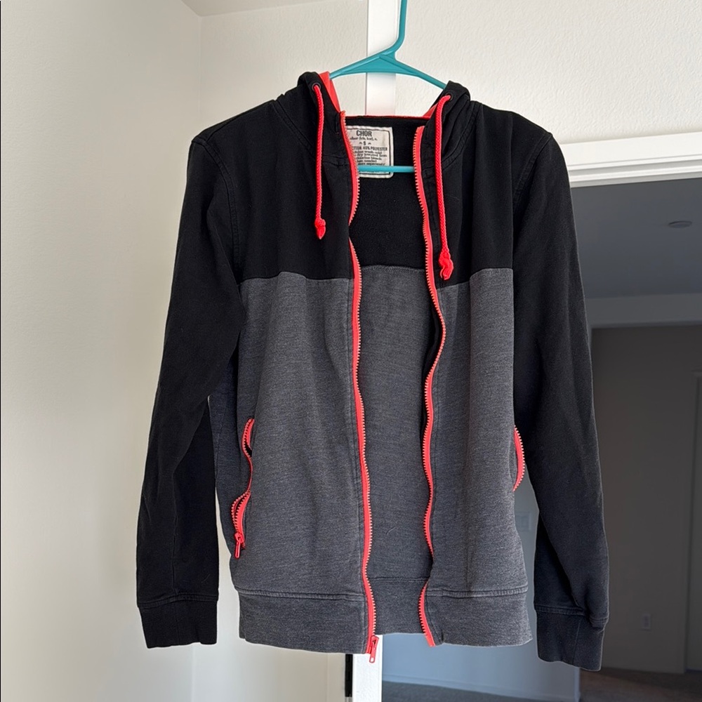 Black and Gray Jacket with Orange Accents